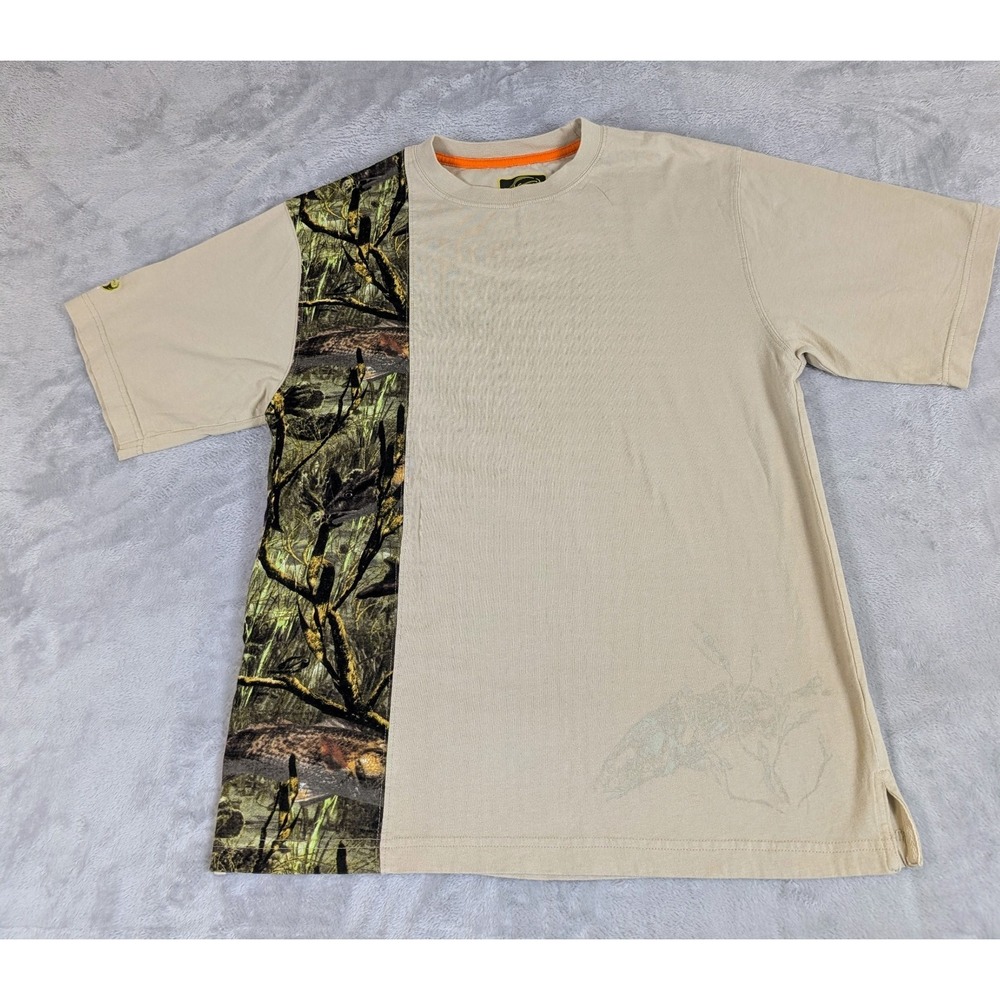 Fishouflage Camo and Tan Men's T Shirt Size L Fishing Outdoor Hiking Gorpcore